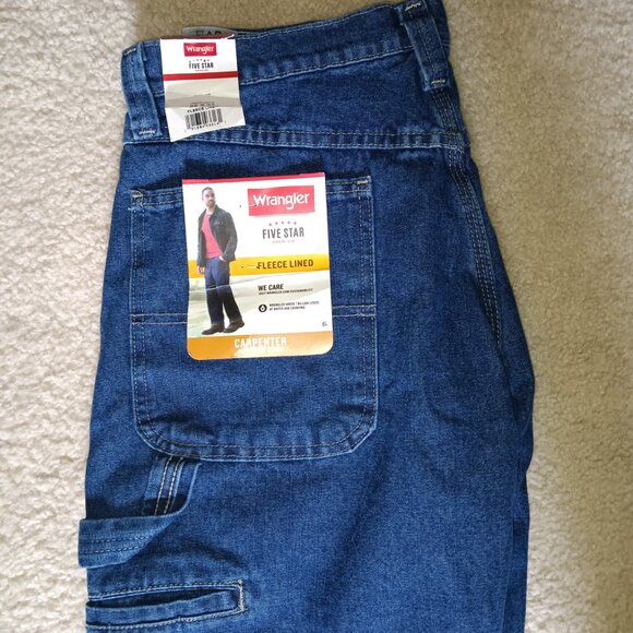 Men's Wrangler carpenter jeans fleece lined NWT - Picture 2 of 7